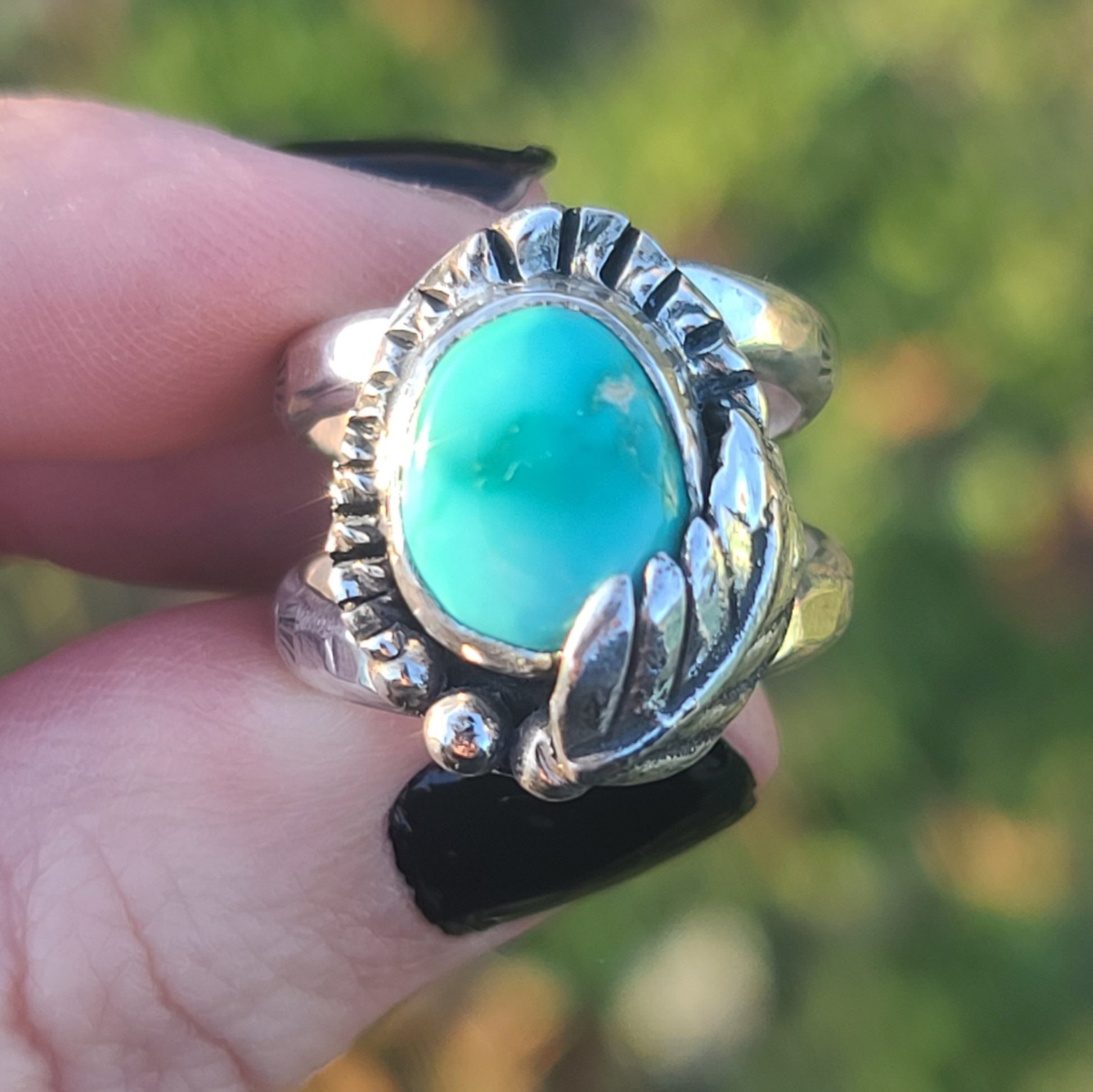 Image of Small Fox Turquoise Handmade Sterling Silver Ring 