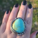 Image 2 of Large Number 8 Turquoise Handmade Sterling Silver Ring 