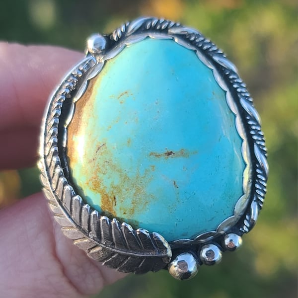Image of Large Number 8 Turquoise Handmade Sterling Silver Ring