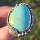 Image 3 of Large Number 8 Turquoise Handmade Sterling Silver Ring 