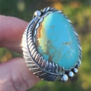 Image 4 of Large Number 8 Turquoise Handmade Sterling Silver Ring 