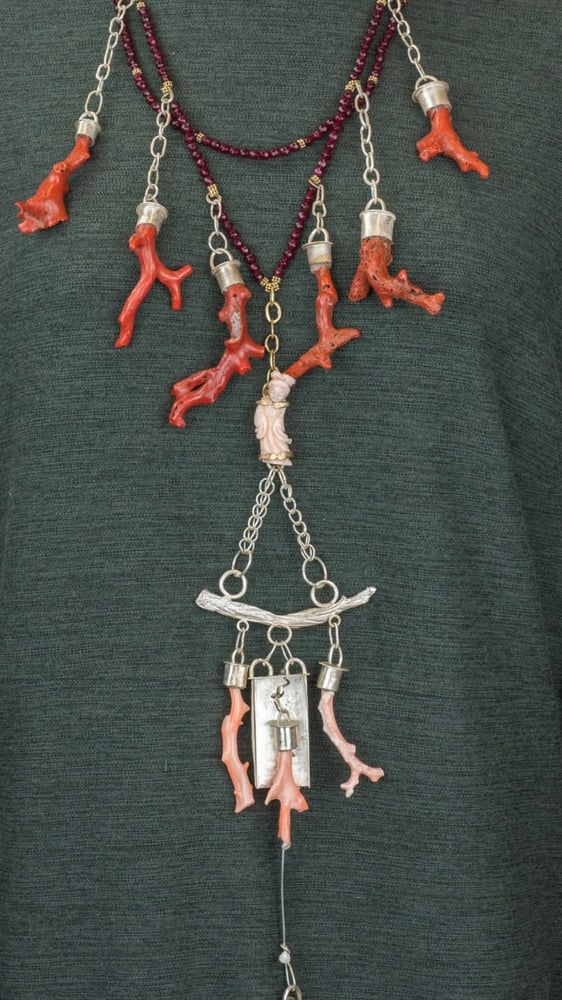 Image of Red & Pink Coral Geisha Neckpiece