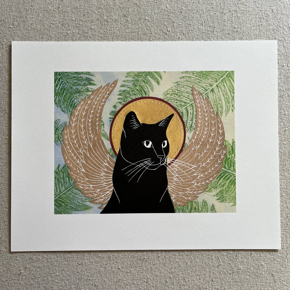 Image of Wings & Halo - Giclee Fine Art Print (Can be Personalised with Your Cat's Name) #5