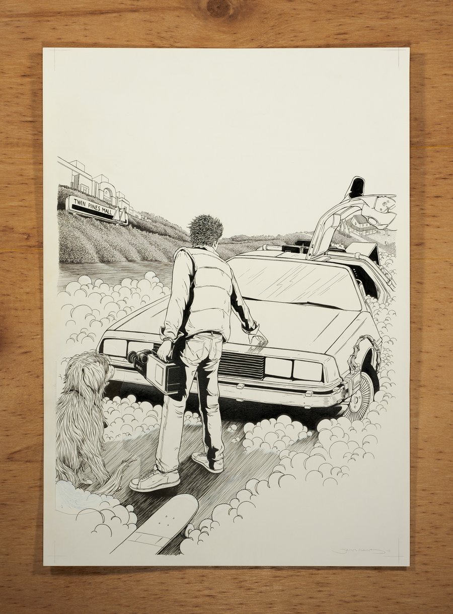 Image of Original Ink Drawing - Back to the Future Poster Artwork