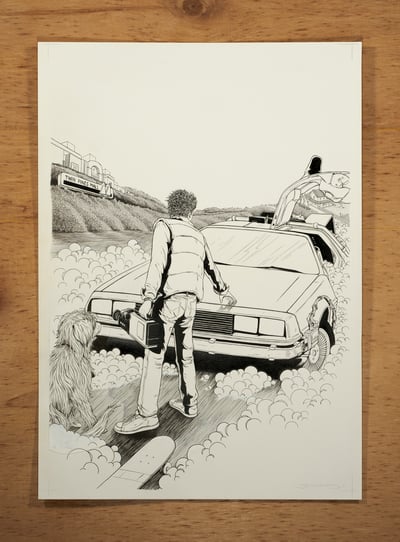 Image of Original Ink Drawing - Back to the Future Poster Artwork