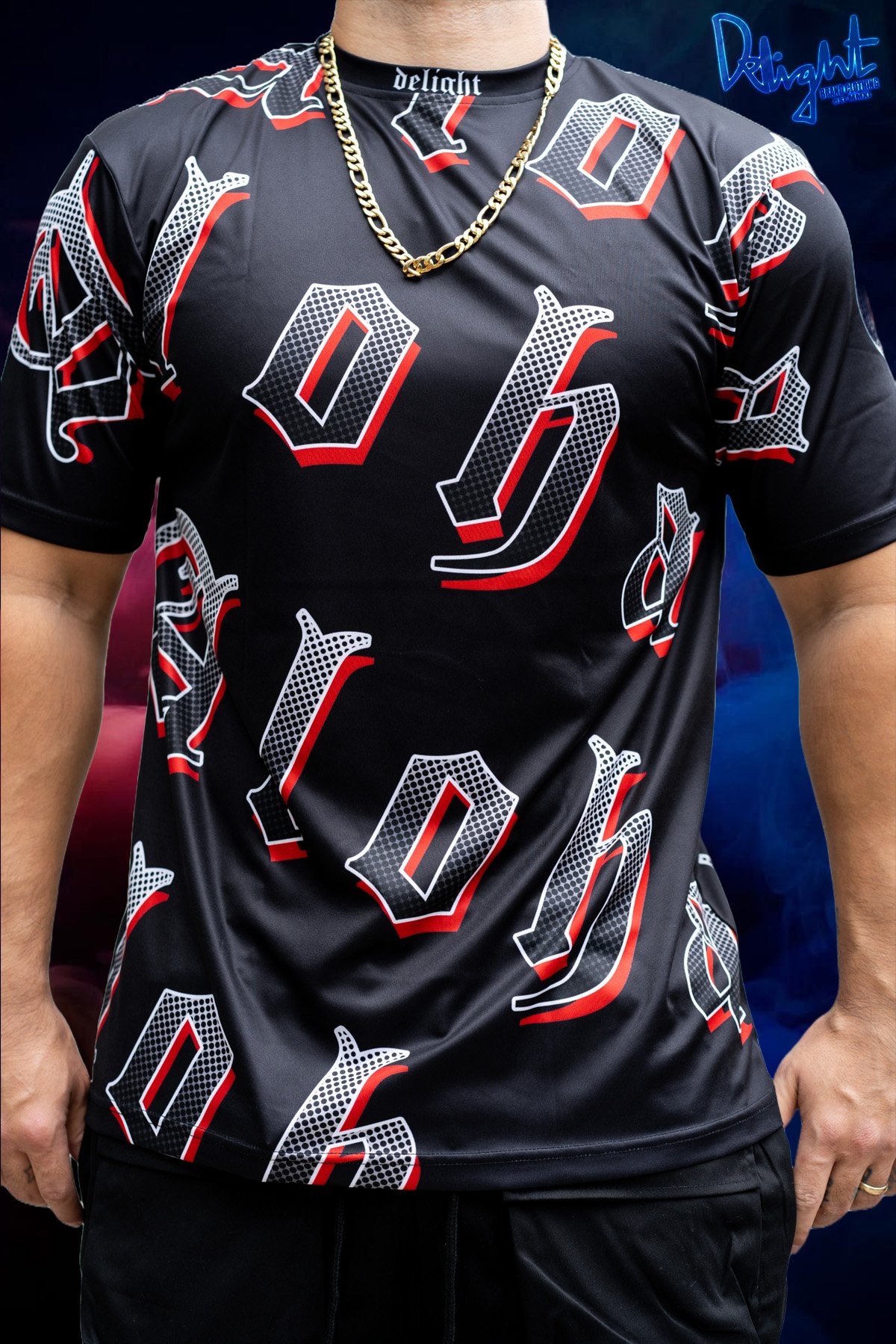 Aloha All Over - Black Jersey (Black/Red/White Gradient)