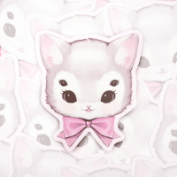 Image 1 of Creepy Kitten Sticker | Strange Cute Art on Waterproof Vinyl