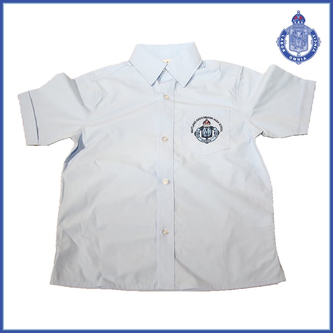 BME - Senior Boys Sky Blue Button Front Shirt $34.65