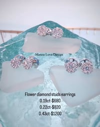 14K white gold Diamond flower studs earrings 
