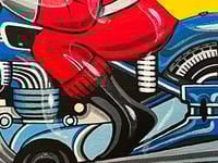 Image 3 of Vintage Toy Motorcycle with Yellow Background
