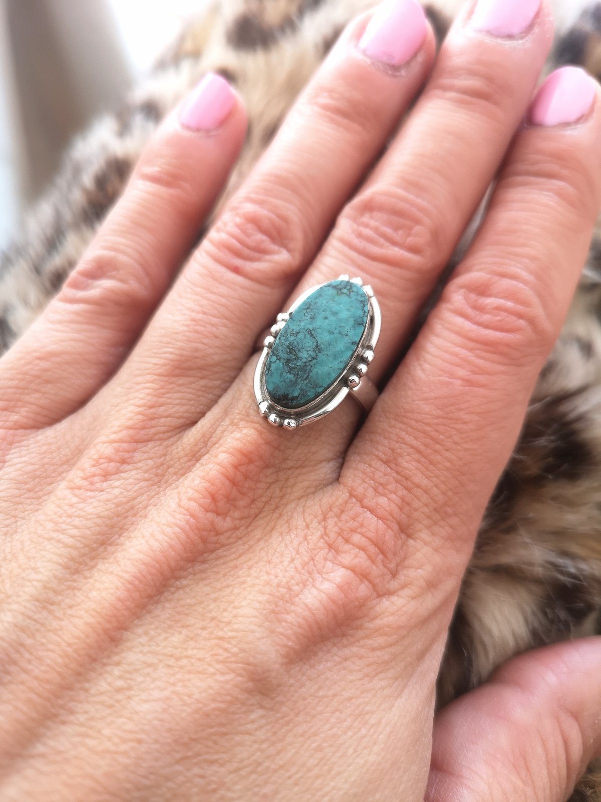 Image of Bague turquoise du tibet - taille 58 - ref. YYY
