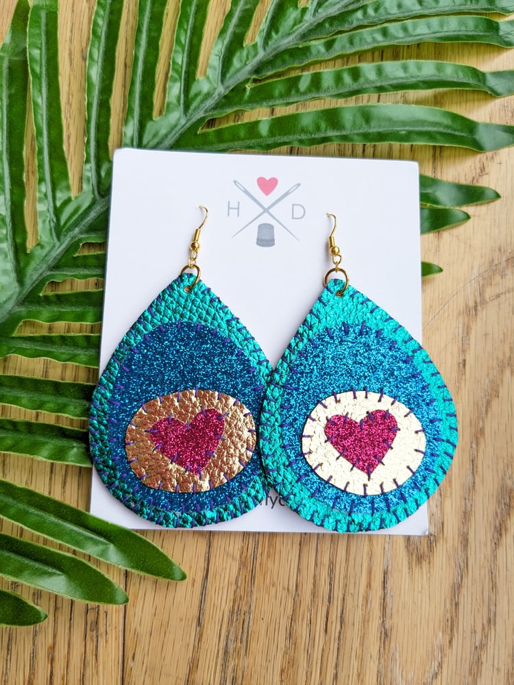 Image of Metallic Peacock Earrings