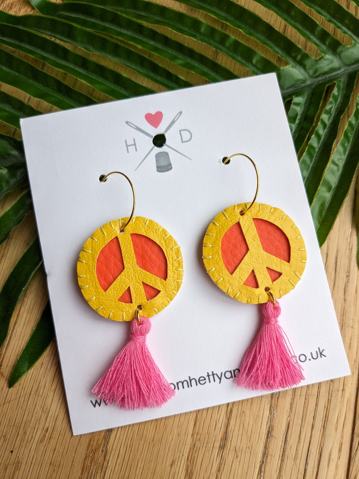 Image of Yellow Peace Tassel Earrings