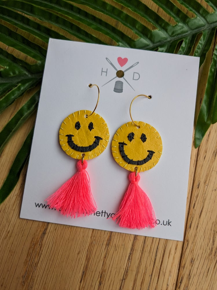 Image of Smiley Face Tassel Earrings