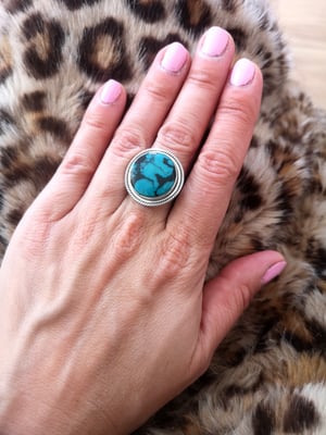 Image of Bague turquoise du tibet - taille 58 - ref. 7381