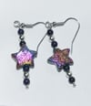 Rainbow plated Lava Star beads earrings