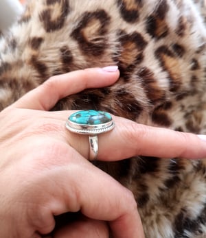 Image of Bague turquoise du tibet - taille 58 - ref. 6680