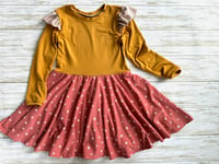 Image 2 of CLEARANCE! Everyday Twirl Dress - Size 5 - Mustard & dark pink 