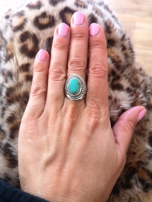 Image of Bague turquoise du tibet - taille 57 - ref. 6683
