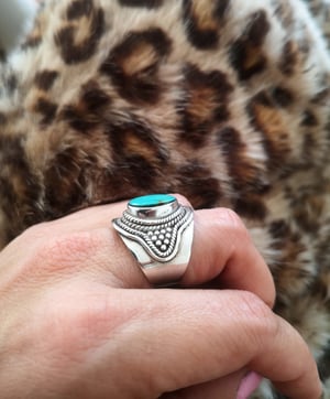 Image of Bague turquoise du tibet - taille 57 - ref. 6683