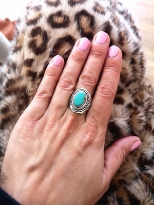 Image of Bague turquoise du tibet - taille 57 - ref. 6683