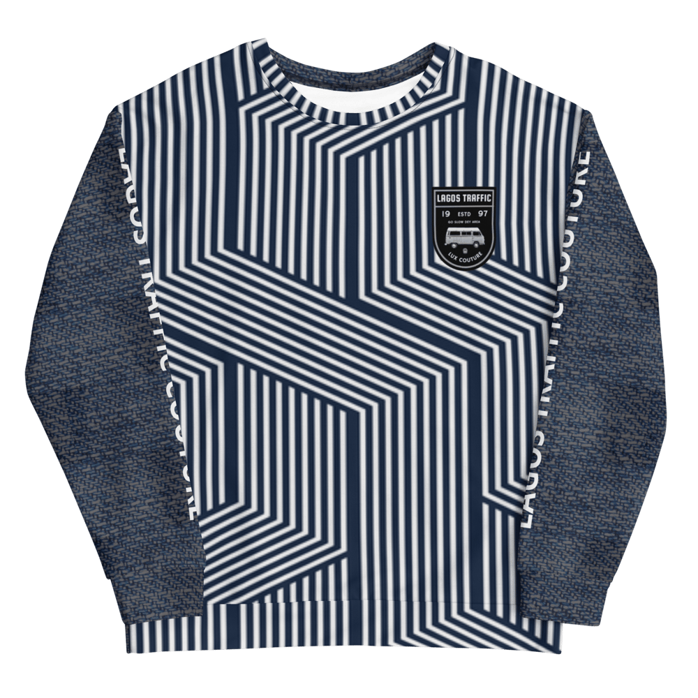 ST FELA COUTURE SIGNATURE UNISEX SWEATSHIRT - STRIPPED DENIM