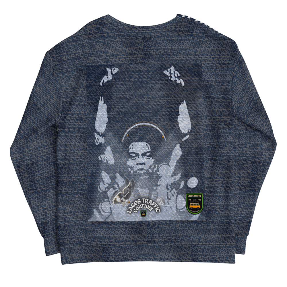 ST FELA COUTURE SIGNATURE UNISEX SWEATSHIRT - STRIPPED DENIM