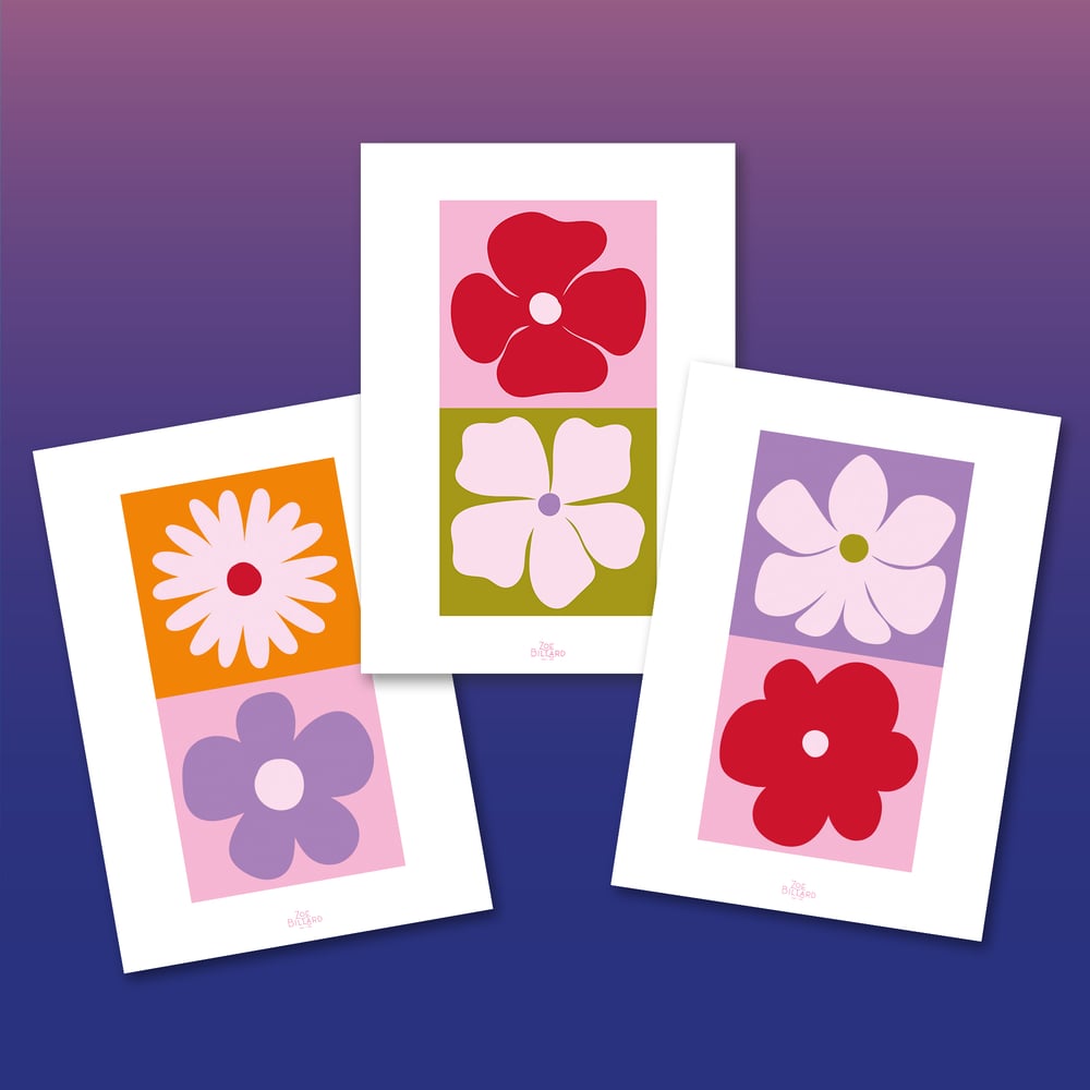 Image of Pack de 3 - Damiers de fleurs