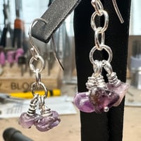 Silver Amethyst Stone Chip Earrings