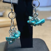 Silver Turquoise Howlite Dangle Earrings
