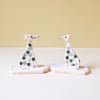 Miniature Whippet Ornaments - sitting pair spot green
