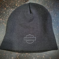 Image 2 of BBHD Black on Black Bar and Shield Knit Hat