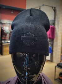 Image 1 of BBHD Black on Black Bar and Shield Knit Hat