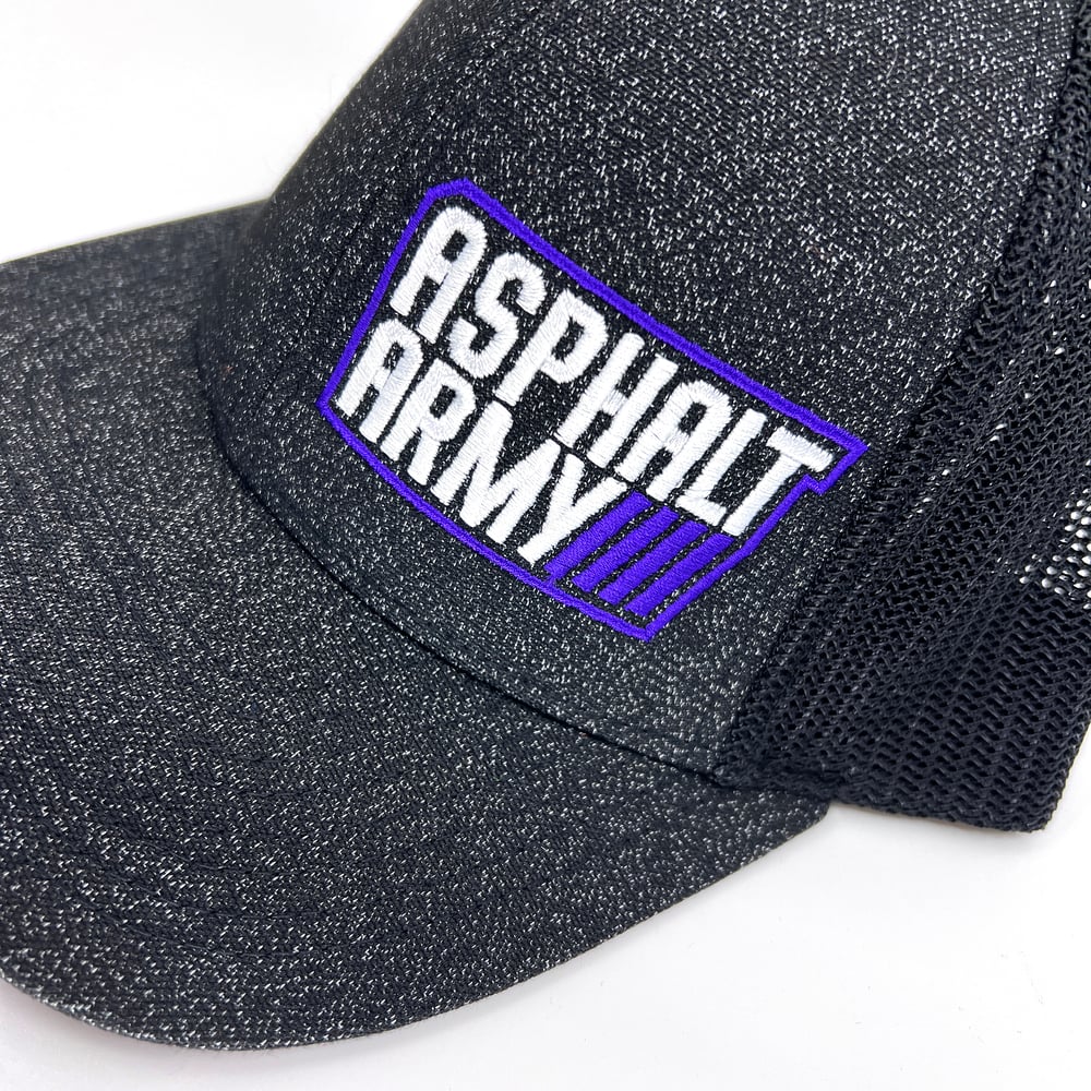 Image of  Pacific Headwear, 405 Charcoal/Black Purple/White Logo