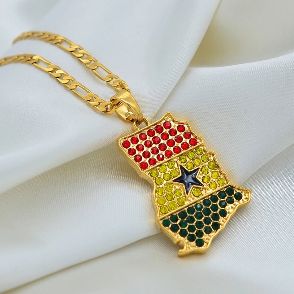 Image of DIAMANTE GHANA MAP NECKLACE 