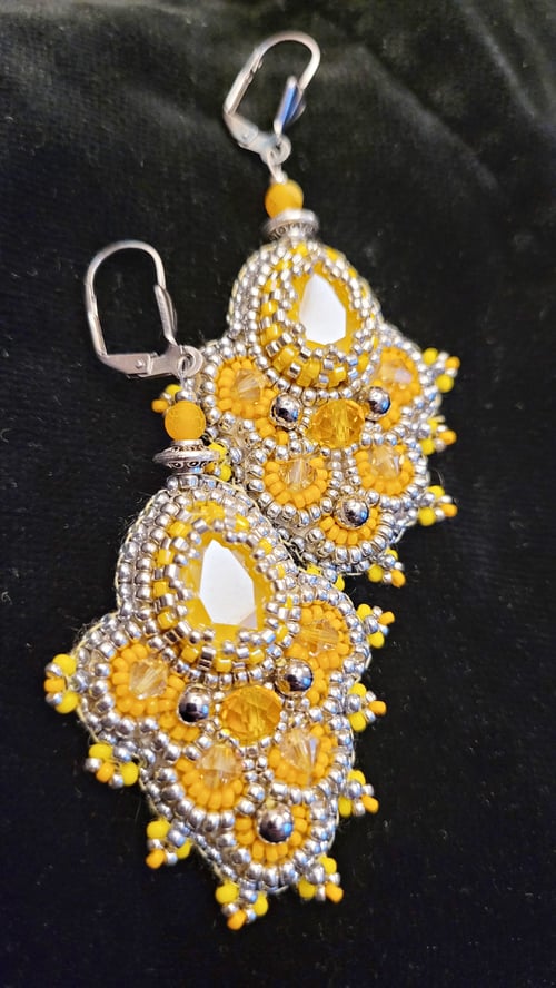 Image of Boucles d'oreilles Swarovski Jaune