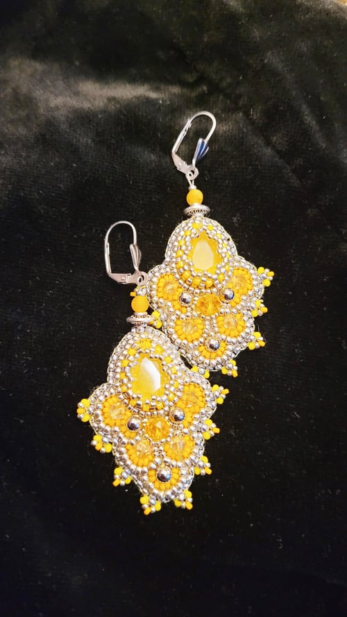 Image of Boucles d'oreilles Swarovski Jaune