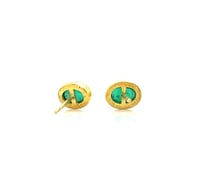 Image 3 of Emerald Cabochon 22k Bezel Earrings