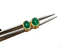Image 4 of Emerald Cabochon 22k Bezel Earrings