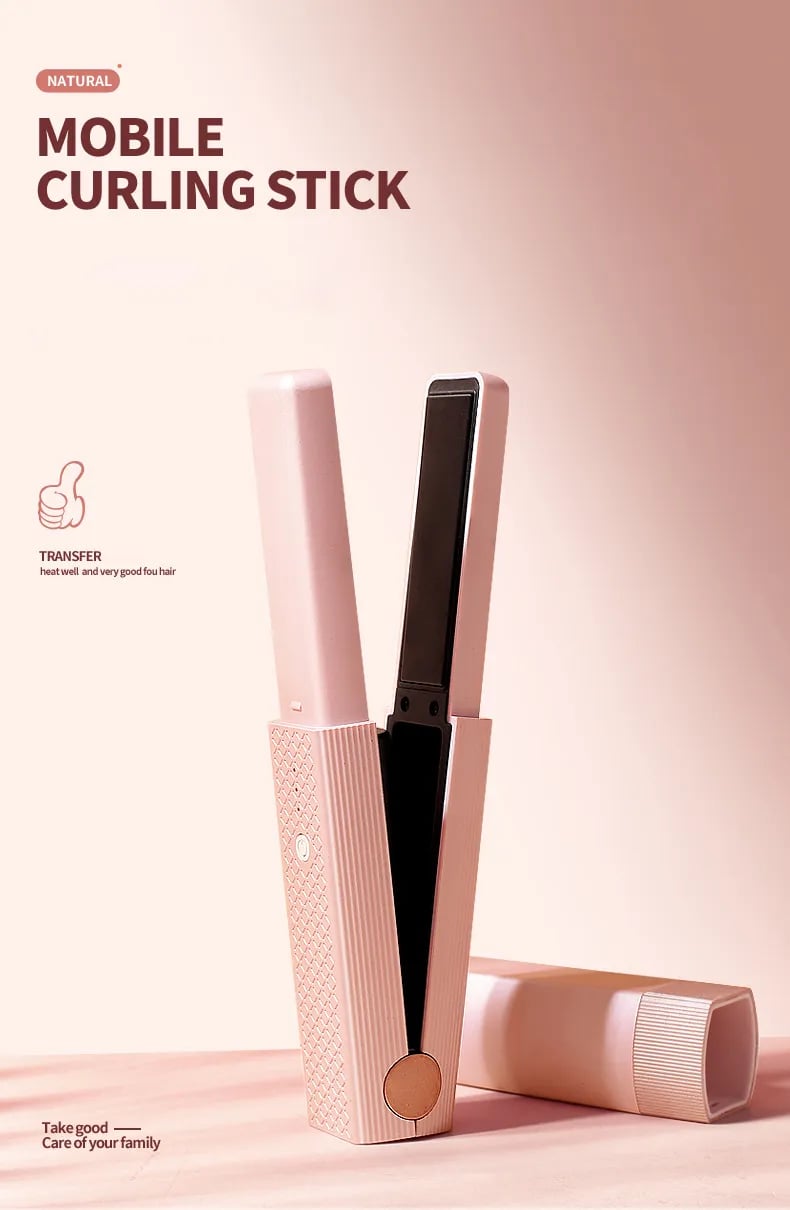 USB Hair Straightener Cordless Mini Ceramics Hair Curler 3 Constant Temperature