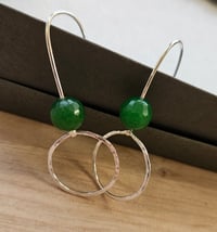 Image 8 of Circular Sterling Silver Hook gemstone Earrings with Green Agate