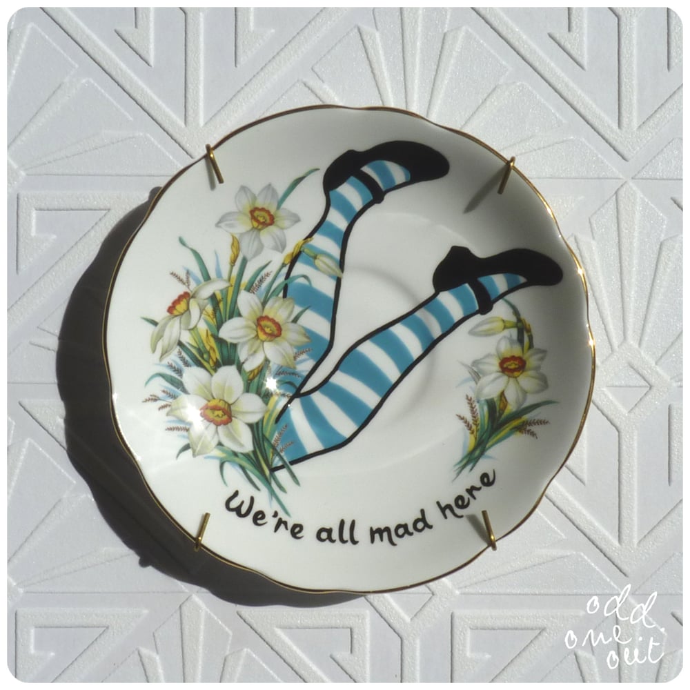 Image of We're All Mad Here - Hand Painted Vintage Plate