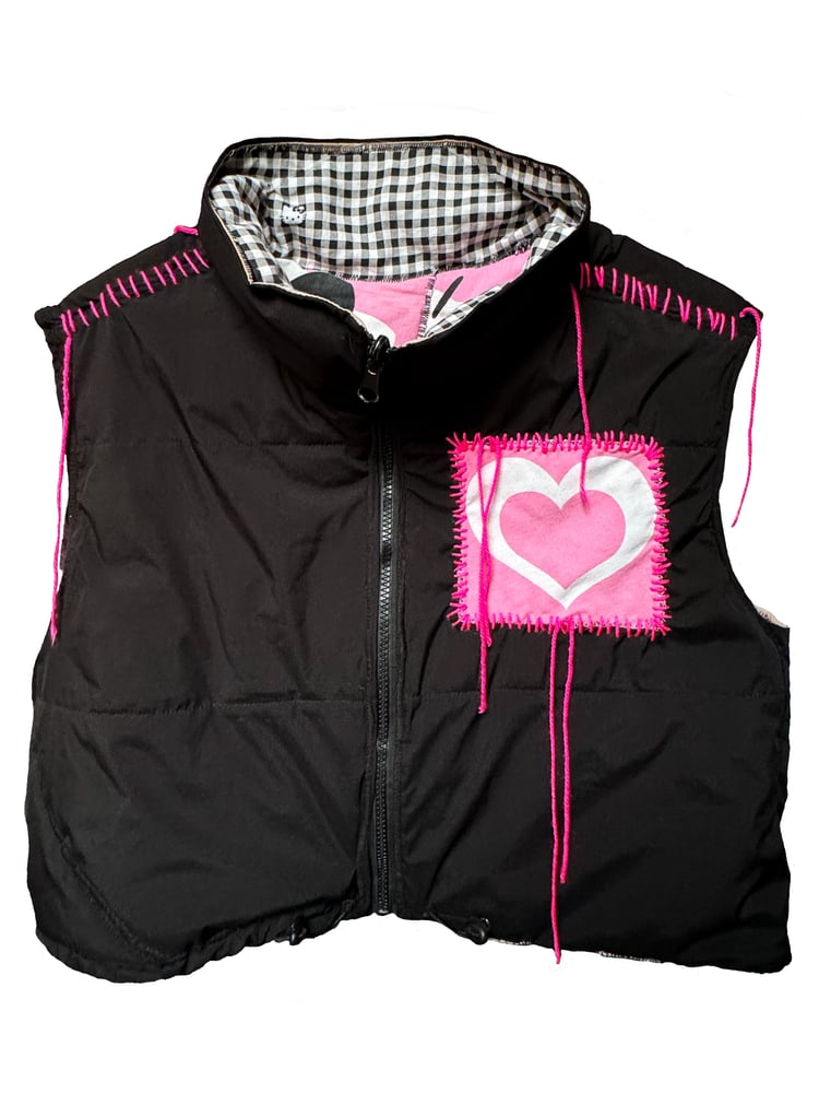 Image of THE END IS NEAR X HELLO KITTIE DOUBLE FACE REVERSIBLE PUFFER JACKET