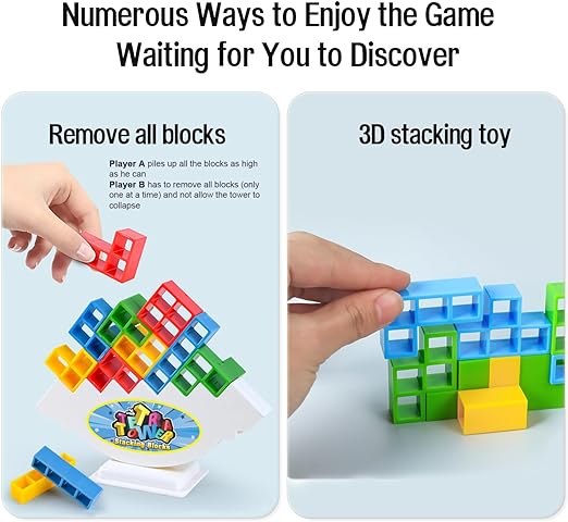  Balance Block Tetra Tower Stack Attack Board Game Building Brick Puzzle Stacking Assembly 
