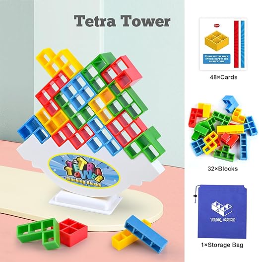  Balance Block Tetra Tower Stack Attack Board Game Building Brick Puzzle Stacking Assembly 
