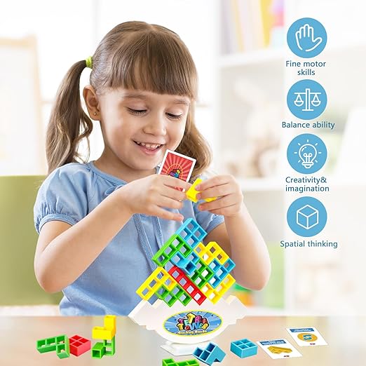  Balance Block Tetra Tower Stack Attack Board Game Building Brick Puzzle Stacking Assembly 
