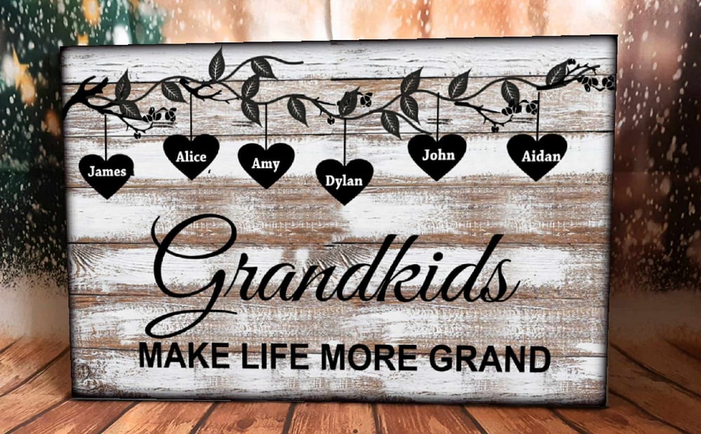 Image of MOTHER'S DAY SPECIAL !large 24"x16 "grandkids canvas framed only 29.90e now!