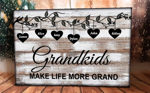 Image of MOTHER'S DAY SPECIAL !large 24"x16 "grandkids canvas framed only 29.90e now!