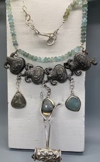 Image of Vintage Indonesian Bracelet and Aquamarine Neckpiece