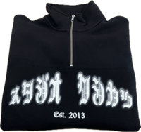 Image 2 of OLD KATAKANA QUARTER ZIP - BLACK